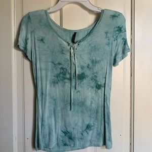 Green Tie Dye Cross Up Tee